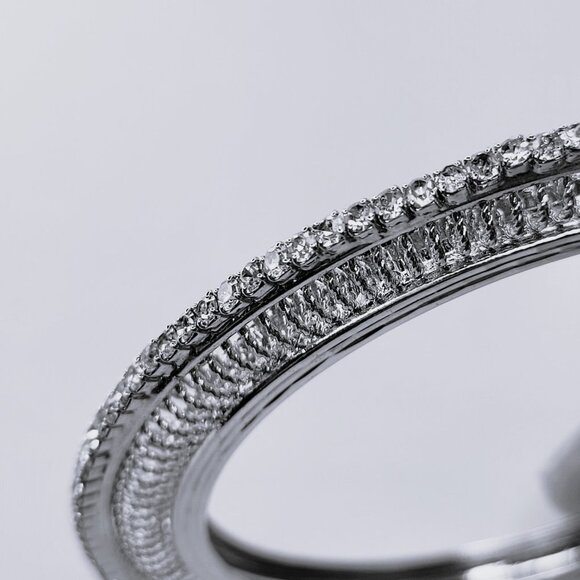 Silver Tone Bangle with Crystals - Picture 7 of 16